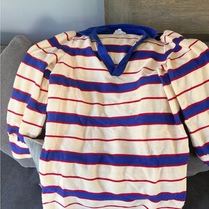 Pomander Place polo tunic with Blue and Red Stripes